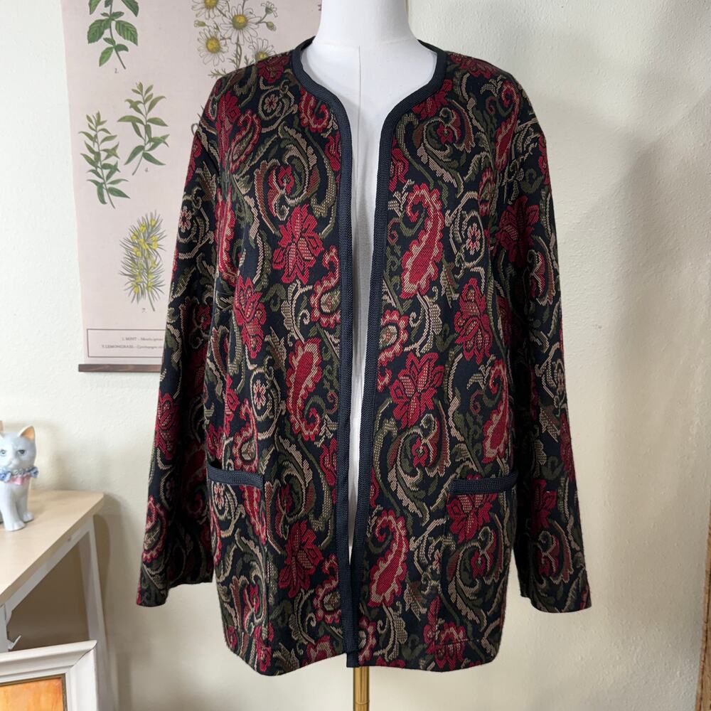 Vtg 90s Y2k Paisley Jacket Witchy Whimsigoth Vampire Dark Fairy Forest 22W 2X 3X